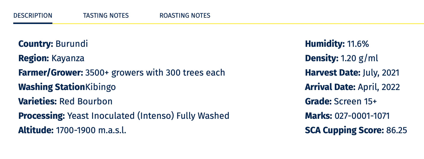 FP 076-002 - Burundi - Kibingo Station Intenso Yeast Fully Washed