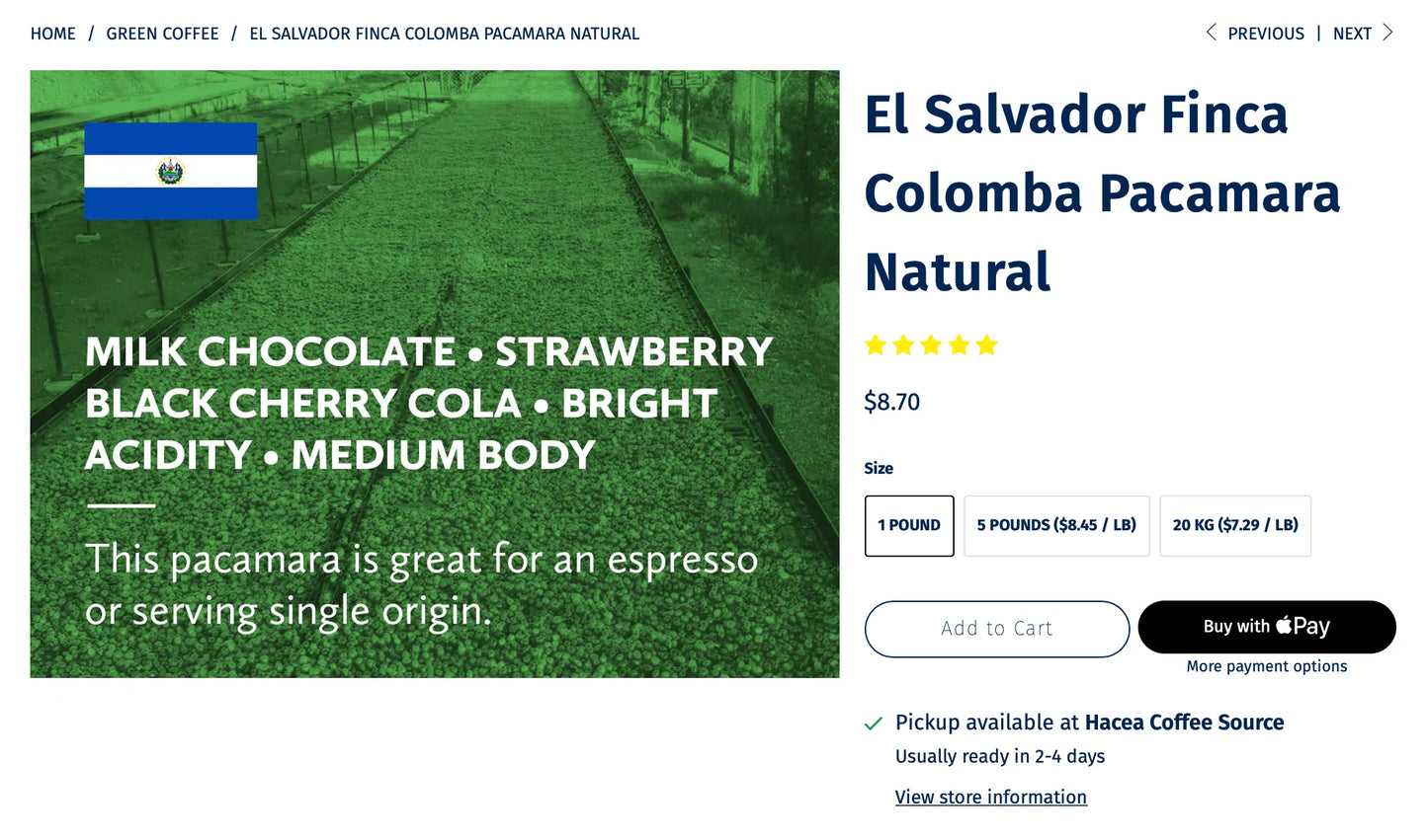 FP 079-002 - El Salvador - Finca Colomba Pacamara Natural